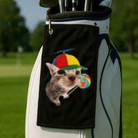 Silly Cat With Lollipop Meme Golf Towel
