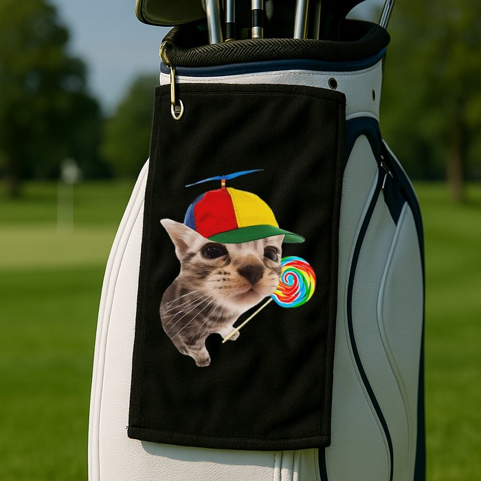 Silly Cat With Lollipop Meme Golf Towel
