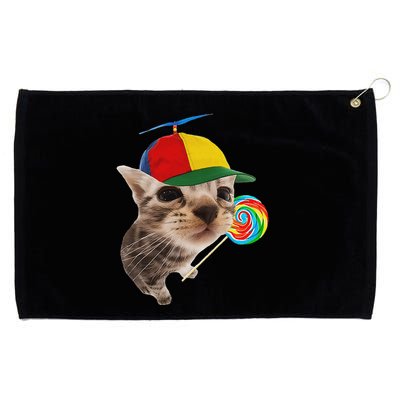 Silly Cat With Lollipop Meme Grommeted Golf Towel