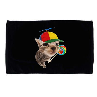Silly Cat With Lollipop Meme Microfiber Hand Towel