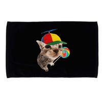 Silly Cat With Lollipop Meme Microfiber Hand Towel