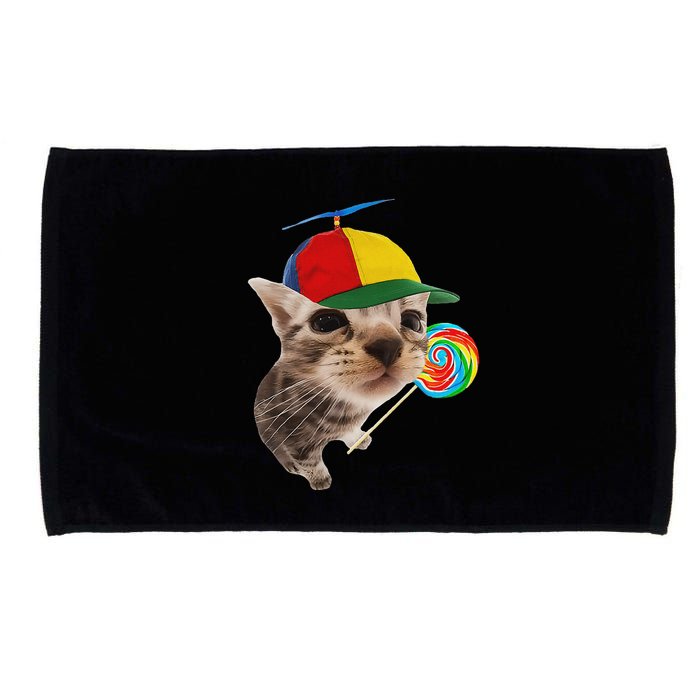 Silly Cat With Lollipop Meme Microfiber Hand Towel