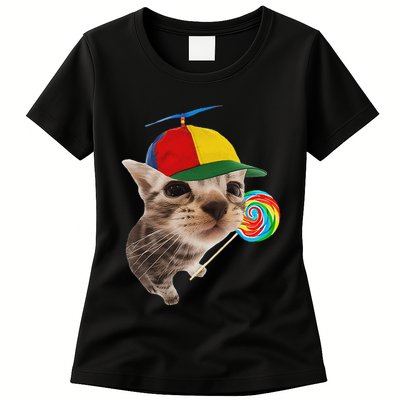 Silly Cat With Lollipop Meme Womens T-Shirt