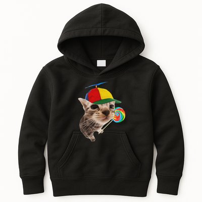 Silly Cat With Lollipop Meme Kids Hoodie