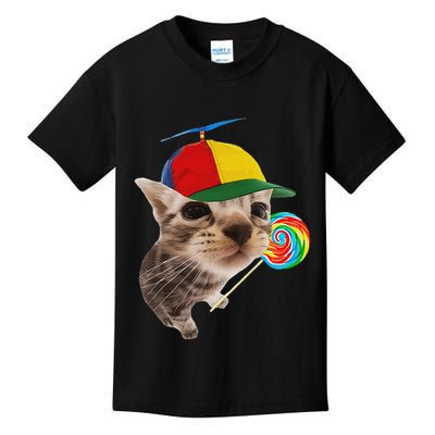 Silly Cat With Lollipop Meme Kids T-Shirt