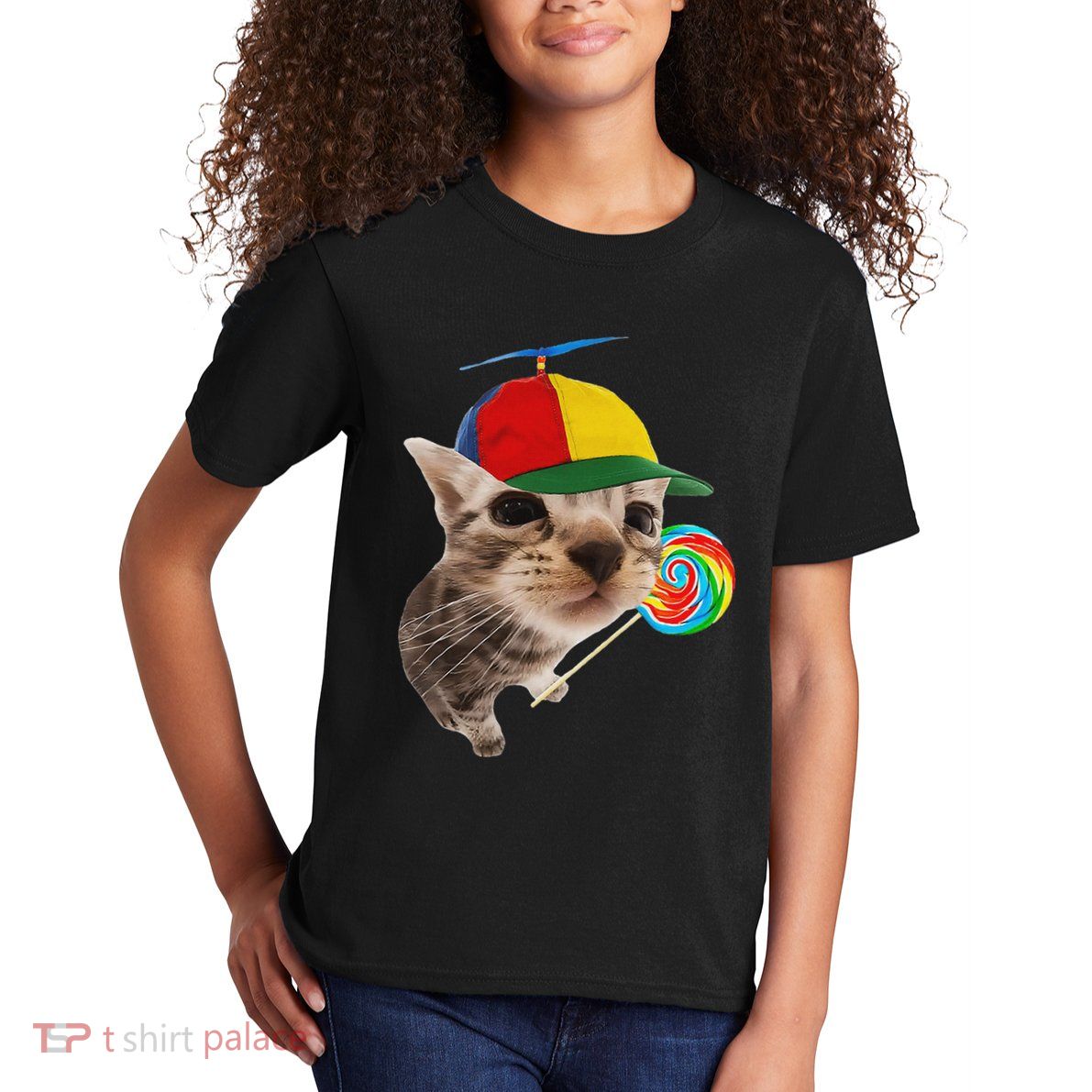 Silly Cat With Lollipop Meme Kids T-Shirt