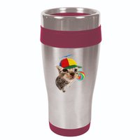 Silly Cat With Lollipop Meme 16oz Travel Tumbler