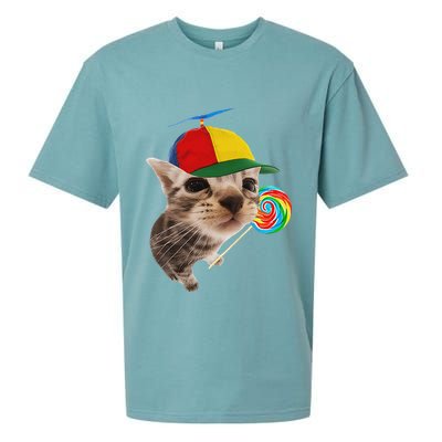 Silly Cat With Lollipop Meme Sueded Cloud Jersey T-Shirt