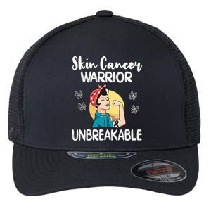 Skin Cancer Warrior Black Ribbon Melanoma Awareness Gift Flexfit Unipanel Trucker Cap