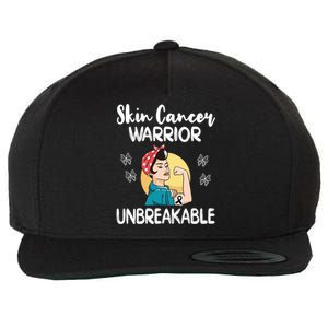 Skin Cancer Warrior Black Ribbon Melanoma Awareness Gift Wool Snapback Cap