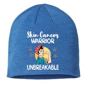 Skin Cancer Warrior Black Ribbon Melanoma Awareness Gift Sustainable Beanie