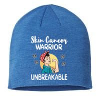 Skin Cancer Warrior Black Ribbon Melanoma Awareness Gift Sustainable Beanie