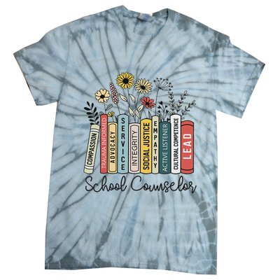 School Counselor Wildflower Book School Counseling Life Tie-Dye T-Shirt
