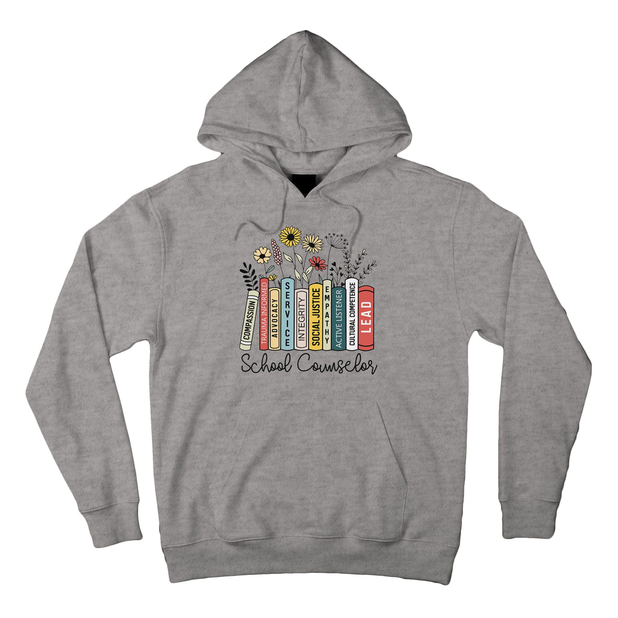 School Counselor Wildflower Book School Counseling Life Tall Hoodie