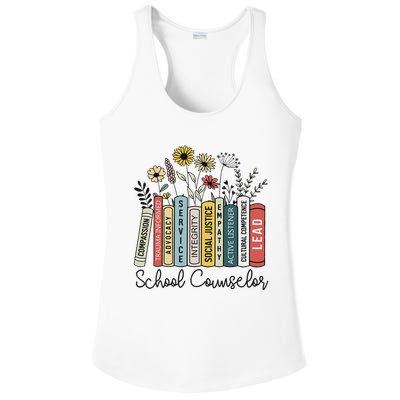 School Counselor Wildflower Book School Counseling Life Ladies PosiCharge Competitor Racerback Tank