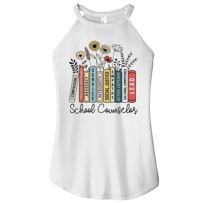 School Counselor Wildflower Book School Counseling Life Women's Perfect Tri Rocker Tank