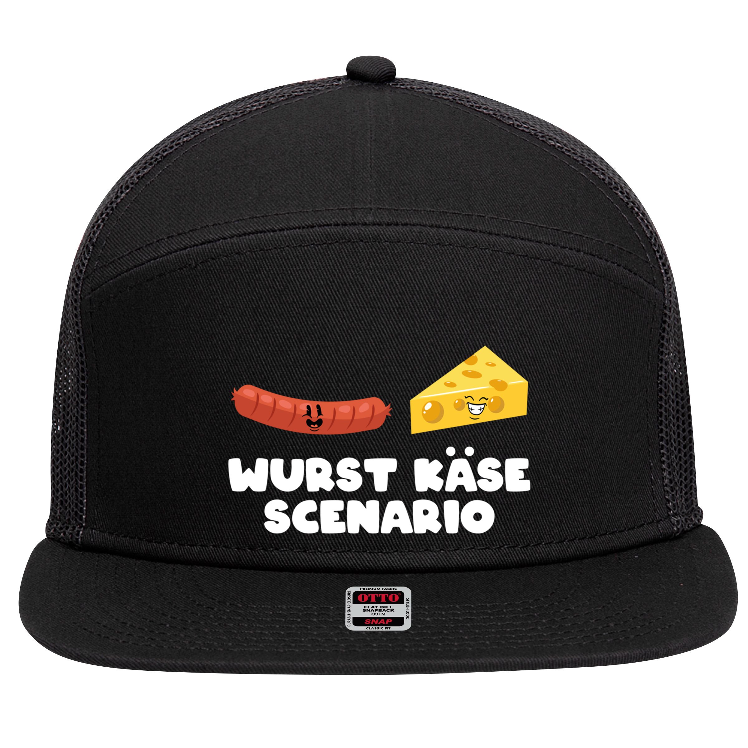 Sausage Cheese Wurst KäSe Scenario Joke 7 Panel Mesh Trucker Snapback Hat