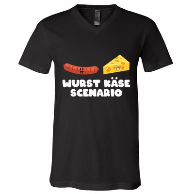 Sausage Cheese Wurst KäSe Scenario Joke V-Neck T-Shirt