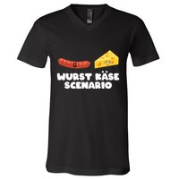 Sausage Cheese Wurst KäSe Scenario Joke V-Neck T-Shirt