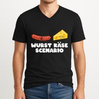 Sausage Cheese Wurst KäSe Scenario Joke V-Neck T-Shirt
