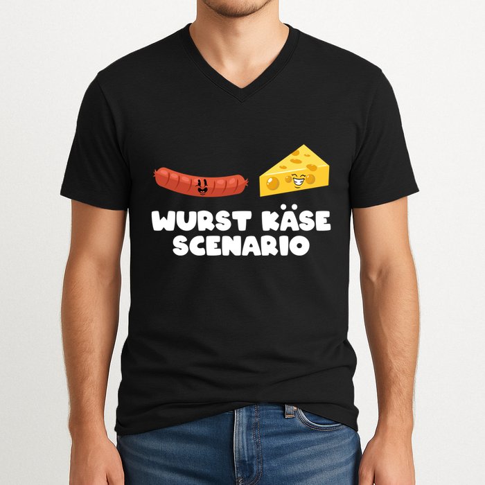 Sausage Cheese Wurst KäSe Scenario Joke V-Neck T-Shirt