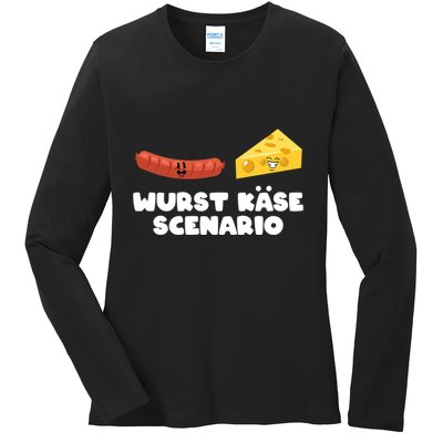 Sausage Cheese Wurst KäSe Scenario Joke Ladies Long Sleeve Shirt