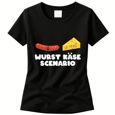Sausage Cheese Wurst KäSe Scenario Joke Womens T-Shirt