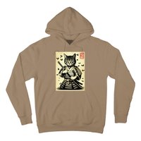 Samurai Cat Warrior Vintage Japanese Katana Art Retro Design Hoodie