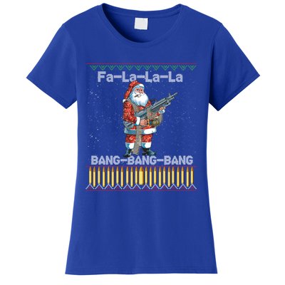 Santa Claus With A Big Gun Singing Christmas Song Funny Ugly Gift Women's T-Shirt