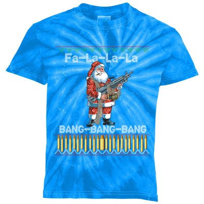 Santa Claus With A Big Gun Singing Christmas Song Funny Ugly Gift Kids Tie-Dye T-Shirt