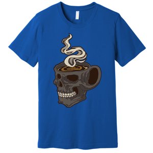 Scull Cup With Coffee Skeleton Gift Premium T-Shirt