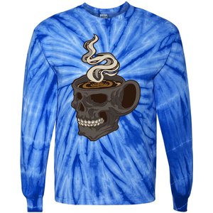 Scull Cup With Coffee Skeleton Gift Tie-Dye Long Sleeve Shirt