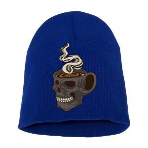 Scull Cup With Coffee Skeleton Gift Short Acrylic Beanie