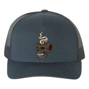 Scull Cup With Coffee Skeleton Gift Yupoong Adult 5-Panel Trucker Hat