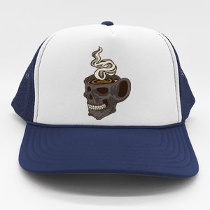 Scull Cup With Coffee Skeleton Gift Trucker Hat