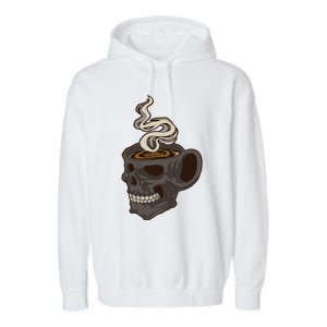 Scull Cup With Coffee Skeleton Gift Garment-Dyed Fleece Hoodie