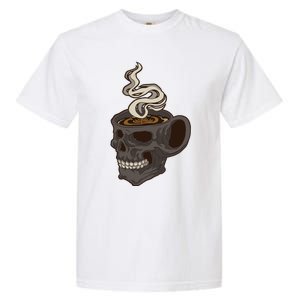 Scull Cup With Coffee Skeleton Gift Garment-Dyed Heavyweight T-Shirt