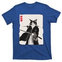 Samurai Cat Warrior Ink Art Funny Japanese Style T-Shirt