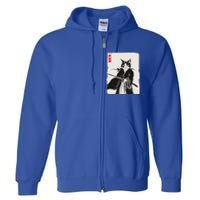 Samurai Cat Warrior Ink Art Funny Japanese Style Full Zip Hoodie