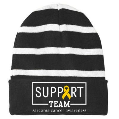 Sarcoma Cancer Warrior Awareness Support Team Striped Beanie with Solid Band