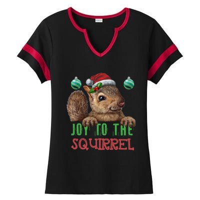 Squirrel Christmas Xmas Holiday Funny Gift Joy To The Squirrel Gift Ladies Halftime Notch Neck Tee