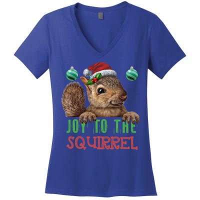 Squirrel Christmas Xmas Holiday Funny Gift Joy To The Squirrel Gift Women's V-Neck T-Shirt