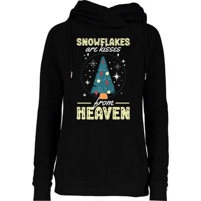 Santa Claus Xmas Snowflakes Are Kisses From Heaven Christmas Womens Funnel Neck Pullover Hood