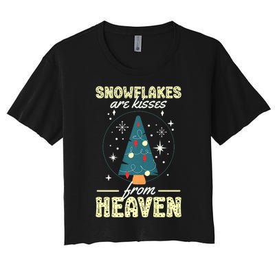 Santa Claus Xmas Snowflakes Are Kisses From Heaven Christmas Women's Crop Top Tee