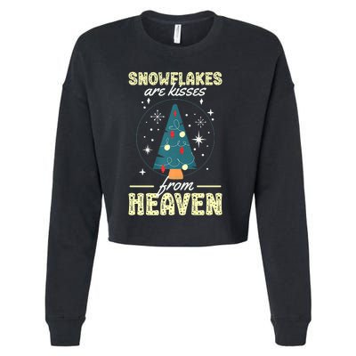 Santa Claus Xmas Snowflakes Are Kisses From Heaven Christmas Cropped Pullover Crew