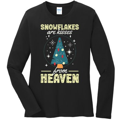 Santa Claus Xmas Snowflakes Are Kisses From Heaven Christmas Ladies Long Sleeve Shirt