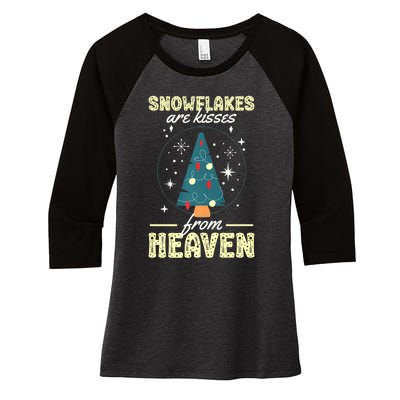 Santa Claus Xmas Snowflakes Are Kisses From Heaven Christmas Women's Tri-Blend 3/4-Sleeve Raglan Shirt