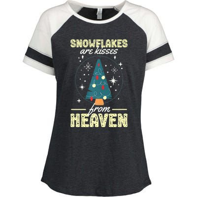 Santa Claus Xmas Snowflakes Are Kisses From Heaven Christmas Enza Ladies Jersey Colorblock Tee