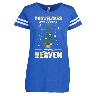 Santa Claus Xmas Snowflakes Are Kisses From Heaven Christmas Enza Ladies Jersey Football T-Shirt