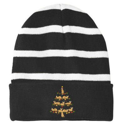 Savannah Cat Xmas Tree Gift Santa Hat Savannah Cat Christmas Striped Beanie with Solid Band